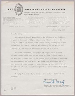 [Letter from Samuel E. Aronowitz to Mr. I. H. Kempner, October 26, 1956]