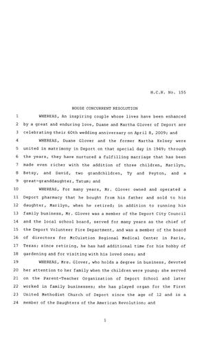 81st Texas Legislature, House Concurrent Resolution, House Bill 103