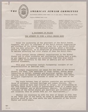 [Statement of Policy from The American Jewish Committee, 1956]