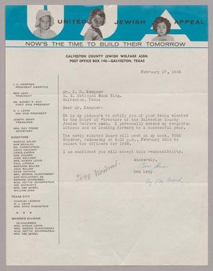 [Letter from Ben Levy and Mrs. Ray Freed to Mr. I. H. Kempner, February 17, 1956]