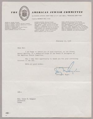 [Letter from Irving M. Engel to I. H. Kempner, February 13, 1956]