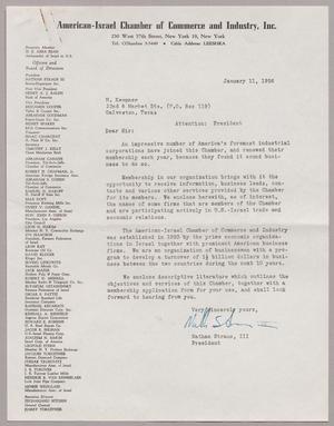 [Letter from Nathan Straus III to Mr. I. H. Kempner, January 11, 1956]