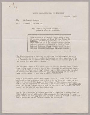 [Letter from Clarence L. Coleman Jr. to All Council Members, January 3, 1956]