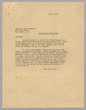 [Letter from Mr. I. H. Kempner, July 1, 1957]