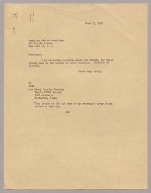 [Letter from Mr. I. H. Kempner, June 17, 1957]