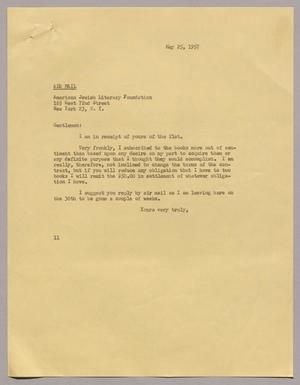 [Letter from Mr. I. H. Kempner, May 25, 1957]