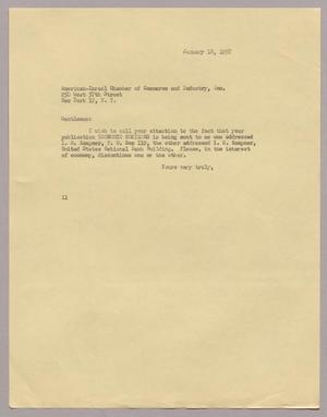 [Letter from I. H. Kempner, January 18, 1957]