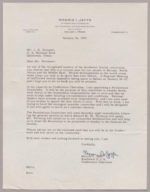 [Letter from Morris I. Jaffe to Mr. I. H. Kempner, January 18, 1957]