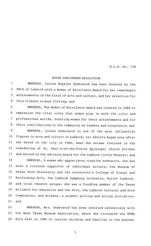 81st Texas Legislature, House Concurrent Resolution, House Bill 178