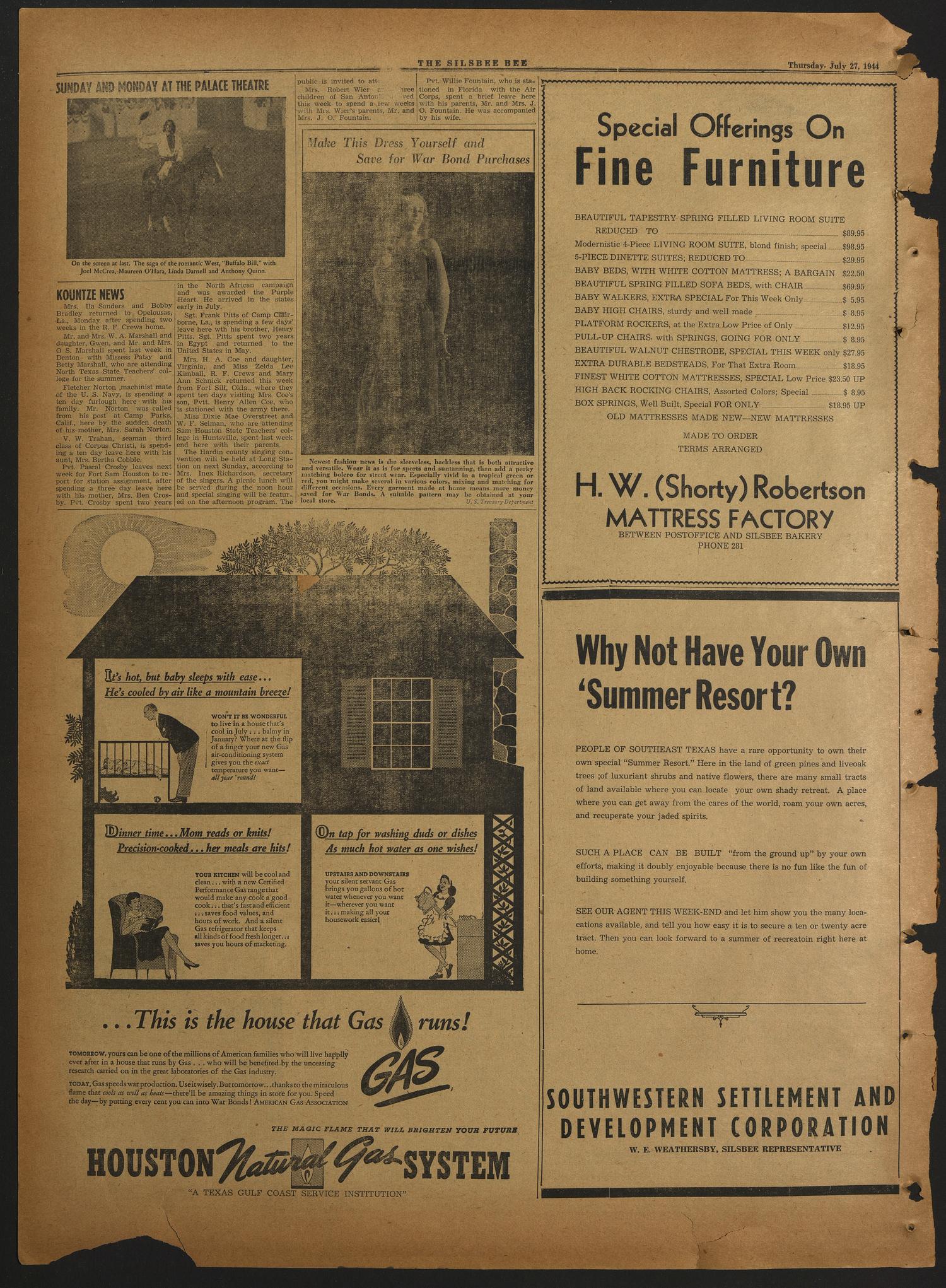 The Silsbee Bee (Silsbee, Tex.), Vol. 22, No. 11, Ed. 1 Thursday, July 27, 1944
                                                
                                                    [Sequence #]: 4 of 10
                                                