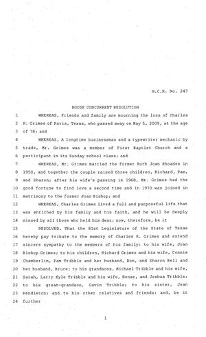 81st Texas Legislature, House Concurrent Resolution, House Bill 247