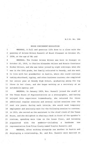 81st Texas Legislature, House Concurrent Resolution, House Bill 266