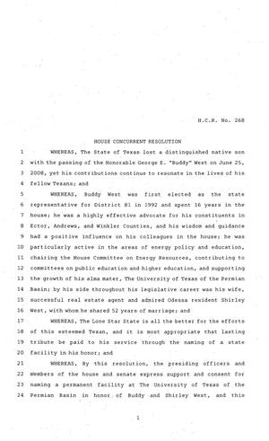 81st Texas Legislature, House Concurrent Resolution, House Bill 268