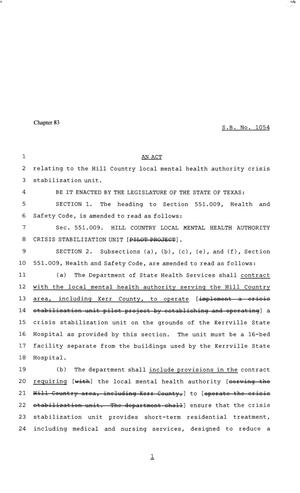 81st Texas Legislature, House Bill 1054, Chapter 83