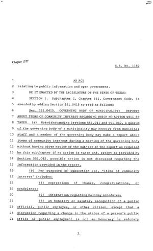 81st Texas Legislature, House Bill 1182, Chapter 1377
