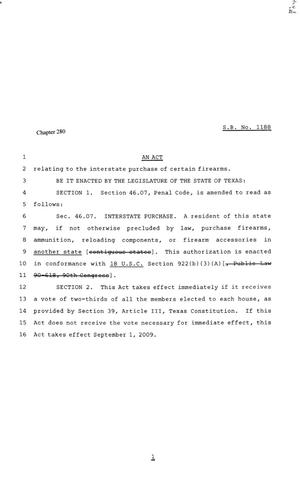 81st Texas Legislature, House Bill 1188, Chapter 280