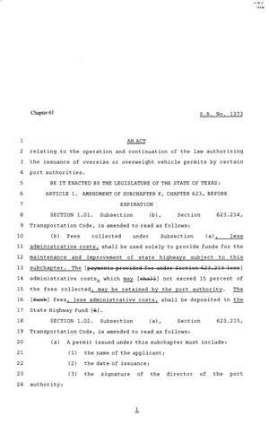81st Texas Legislature, Senate Bill 1373, Chapter 61