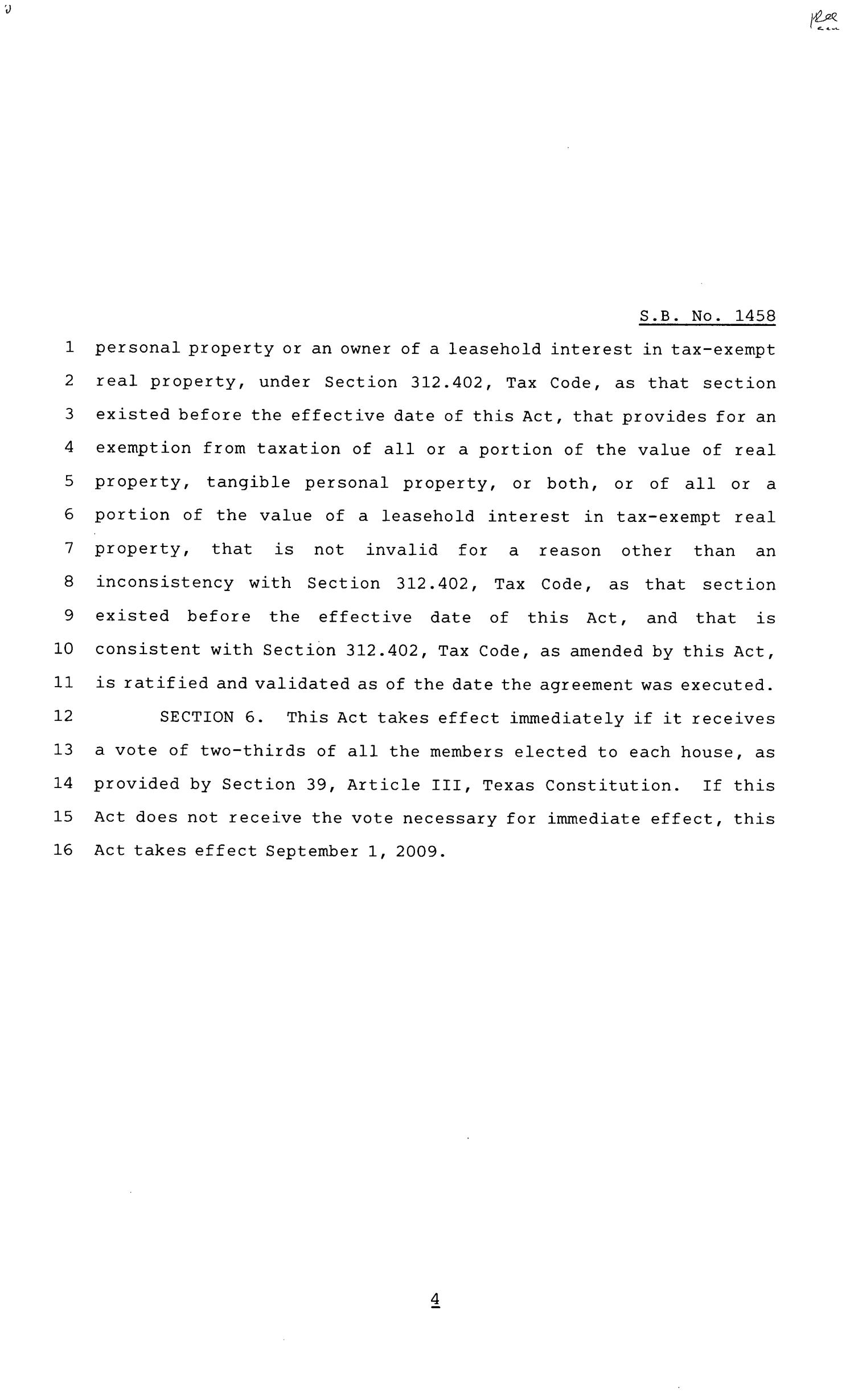 81st Texas Legislature, Senate Bill 1458, Chapter 1225
                                                
                                                    [Sequence #]: 4 of 5
                                                