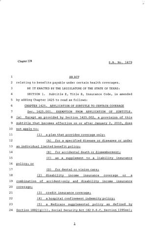 81st Texas Legislature, Senate Bill 1479, Chapter 228