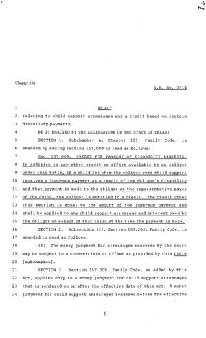81st Texas Legislature, Senate Bill 1514, Chapter 538