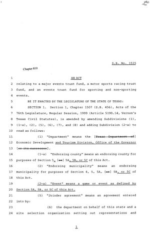 81st Texas Legislature, Senate Bill 1515, Chapter 810