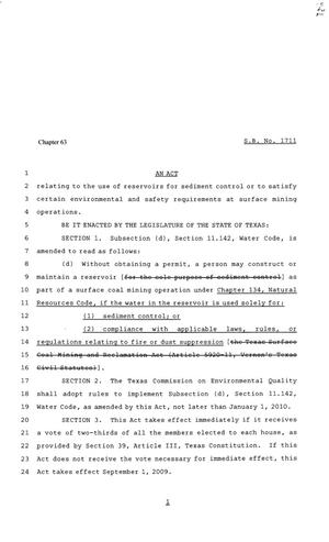 81st Texas Legislature, Senate Bill 1711, Chapter 63