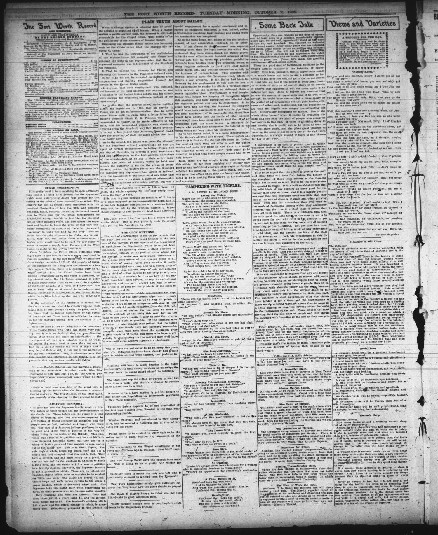 The Fort Worth Record and Register (Fort Worth, Tex.), Vol. 10, No. 352, Ed. 1 Tuesday, October 2, 1906
                                                
                                                    [Sequence #]: 6 of 12
                                                