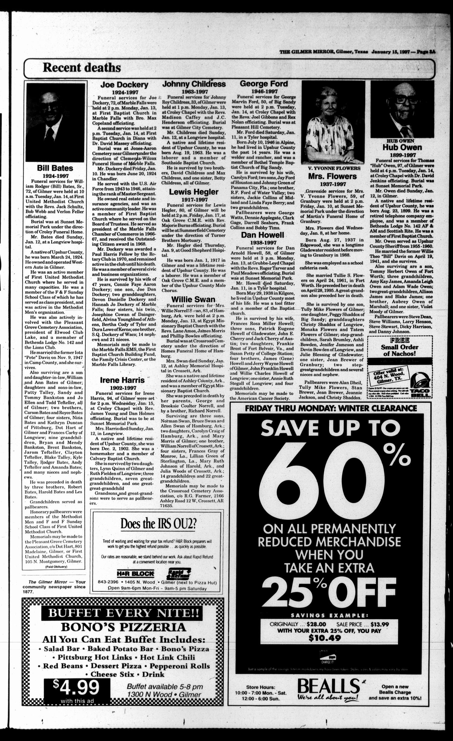 The Gilmer Mirror (Gilmer, Tex.), Vol. 120, No. 5, Ed. 1 Wednesday, January 15, 1997
                                                
                                                    [Sequence #]: 3 of 12
                                                