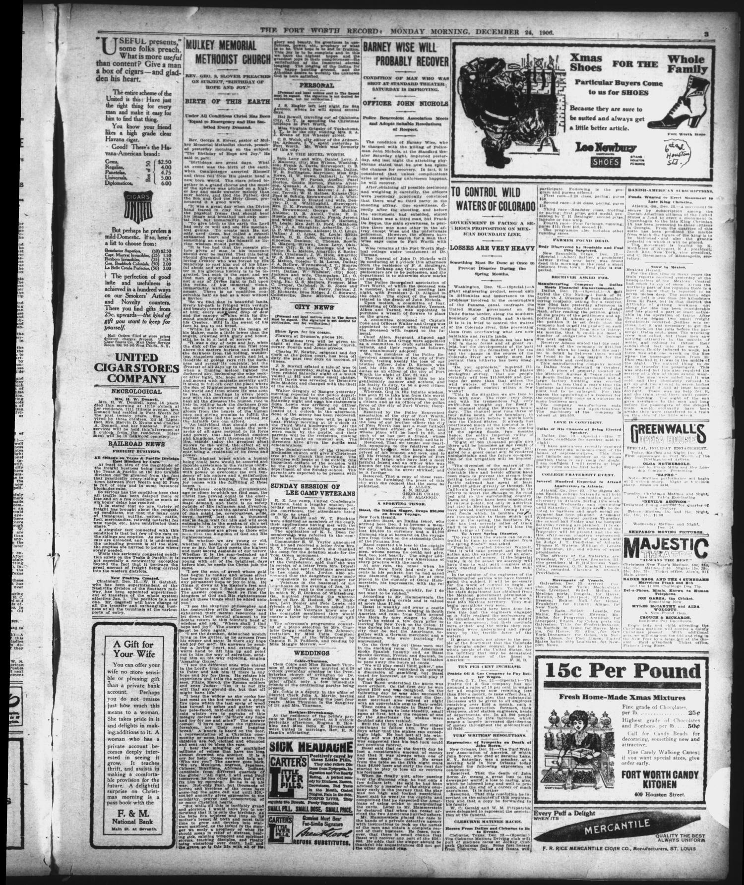 The Fort Worth Record and Register (Fort Worth, Tex.), Vol. 11, No. 70, Ed. 1 Monday, December 24, 1906
                                                
                                                    [Sequence #]: 3 of 8
                                                