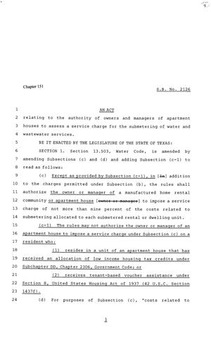 81st Texas Legislature, Senate Bill 2126, Chapter 151