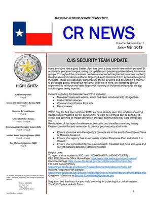 Primary view of object titled 'CR News, Volume 24, Number 1, January-March 2019'.