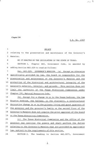 81st Texas Legislature, Senate Bill 2307, Chapter 240