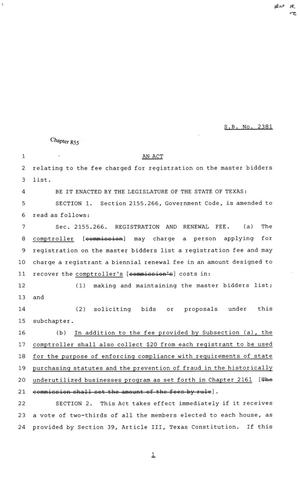 81st Texas Legislature, Senate Bill 2381, Chapter 855