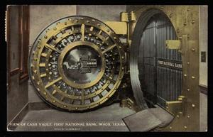 [Postcard of Vault in First National Bank]