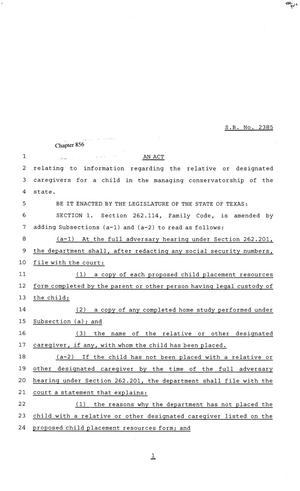 81st Texas Legislature, Senate Bill 2385, Chapter 856
