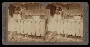 Primary view of object titled '[Cotton Baling Inside Mill]'.