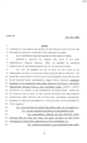 81st Texas Legislature, Senate Bill 2462, Chapter 582