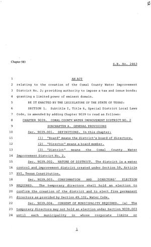 81st Texas Legislature, Senate Bill 2463, Chapter 583