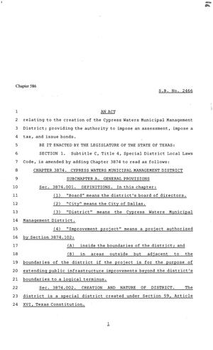 81st Texas Legislature, Senate Bill 2466, Chapter 586