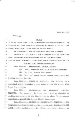 81st Texas Legislature, Senate Bill 2485, Chapter 862