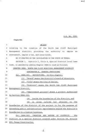 81st Texas Legislature, Senate Bill 2501, Chapter 866