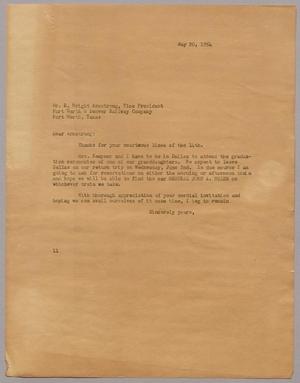 [Letter from Isaac H. Kempner to R. Wright Armstrong, May 20, 1954]