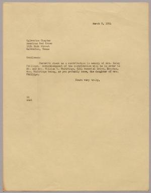 [Letter from Isaac H. Kempner to the  American Red Cross, March 8, 1954]