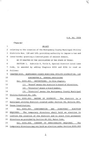 81st Texas Legislature, Senate Bill 2504, Chapter 867