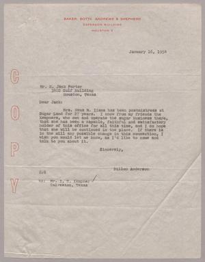 [Copy of Letter from Dillon Anderson to H. Jack Porter, January 16, 1954]