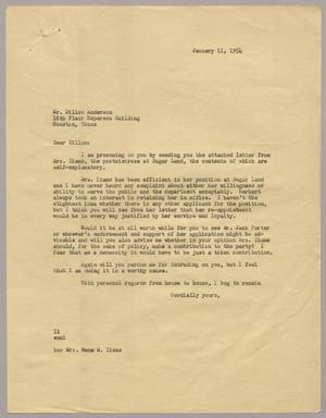 [Letter from I. H. Kempner to Dillon Anderson, January 11, 1954]