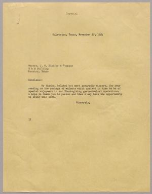 [Letter from Isaac H. Kempner to J. G. Blaffer & Company, November 29, 1954]