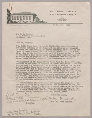 [Letter from Mrs. St. John Garwood to I. H. Kempner, November 15, 1954]