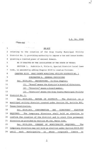 81st Texas Legislature, Senate Bill 2506, Chapter 869