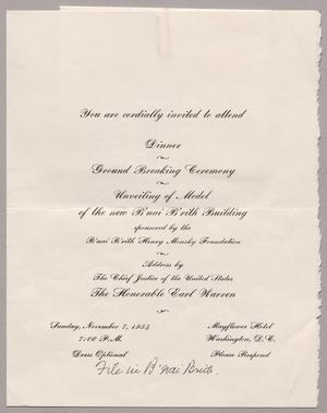 [Invitation to B'ani B'irth Ground Breaking Ceremony, 1954]